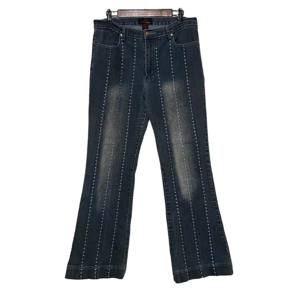 Vintage Y2K Hottie Stitched Flare Womens 16 Jeans Embroidered Legs Jeans Blue
